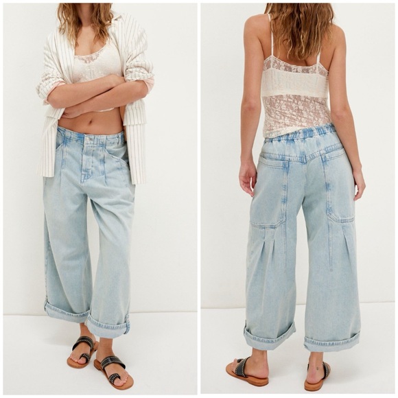 Free People Denim - NWT Free People We The Free La Vida Pull-On Jeans - Bleached Blue - XS